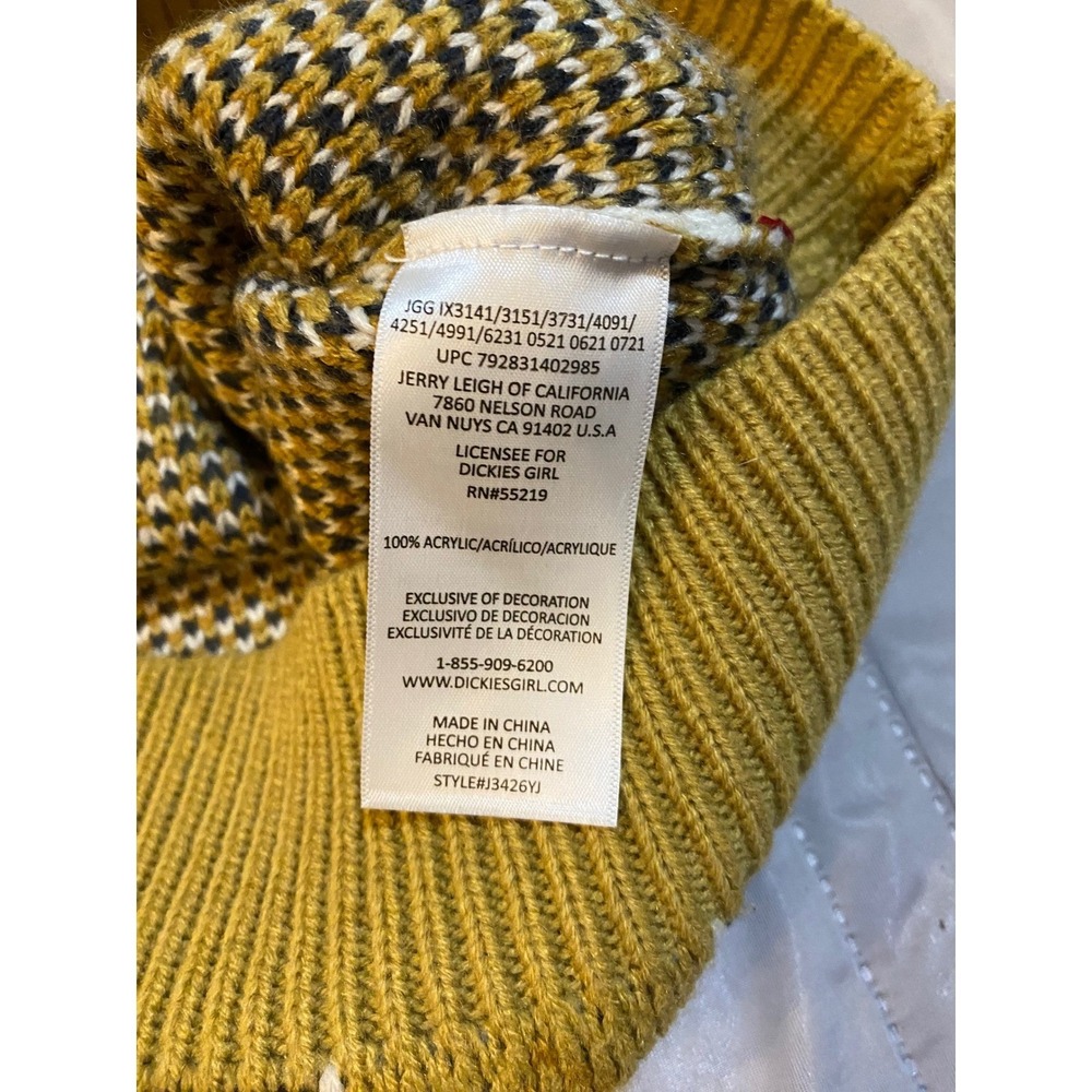 Dickies‎ Girl Mustard Yellow Argyle V-Neck Sweater Vest Womens Large J3426YJ - Picture 4 of 8
